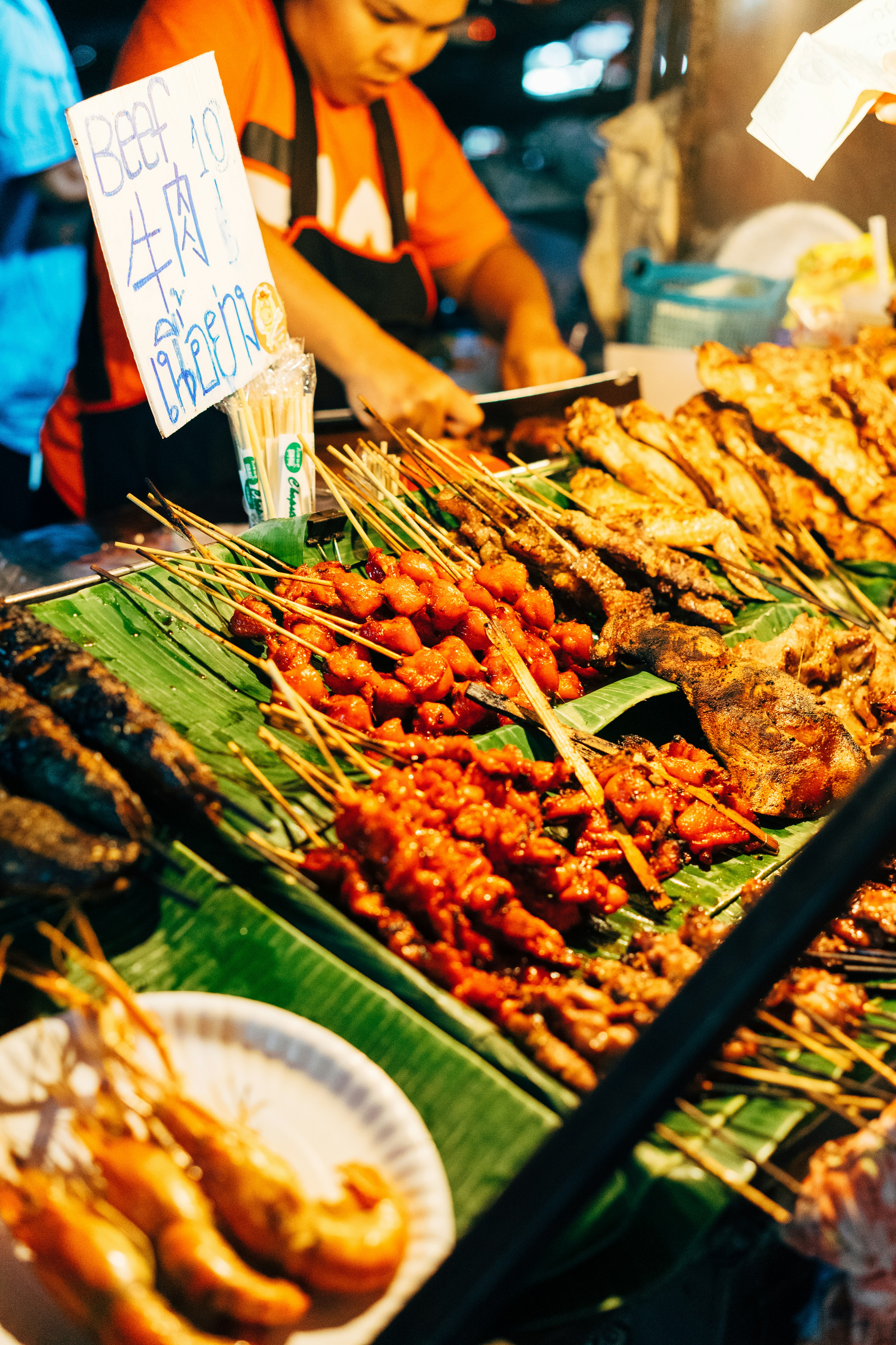 Thai street food skewers